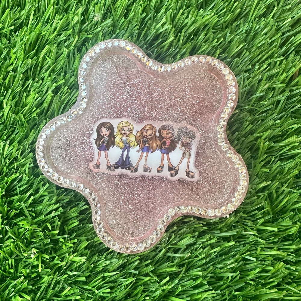 Glittery Pink Bedazzled Two-Toned Trinket Tray